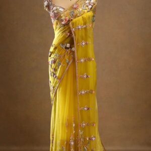 Name: Golden Sunshine Floral Saree