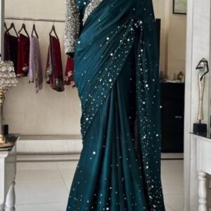 Emerald Starlight Georgette Saree