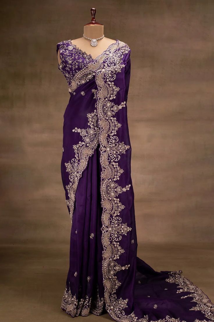 Royal Amethyst Embroidered Saree