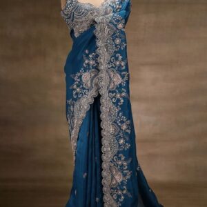 Midnight Sapphire Embroidered Saree