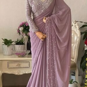 : Lilac Whisper Georgette Saree