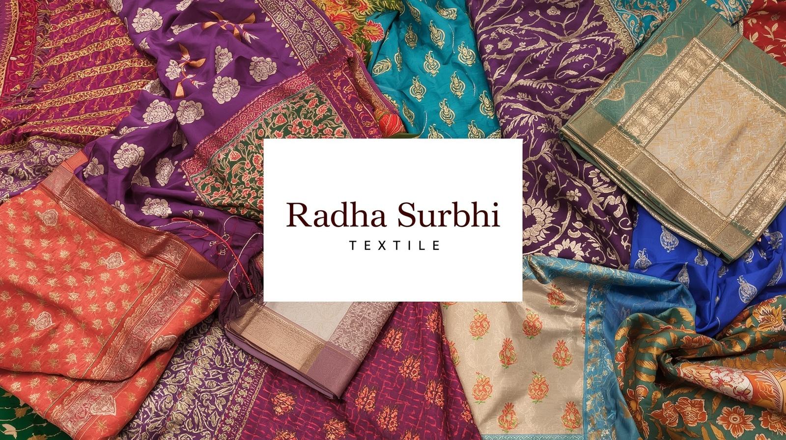 give me banner img for sarees ans shuit for girls and women and add some tag like radhasurbhi textile (2)