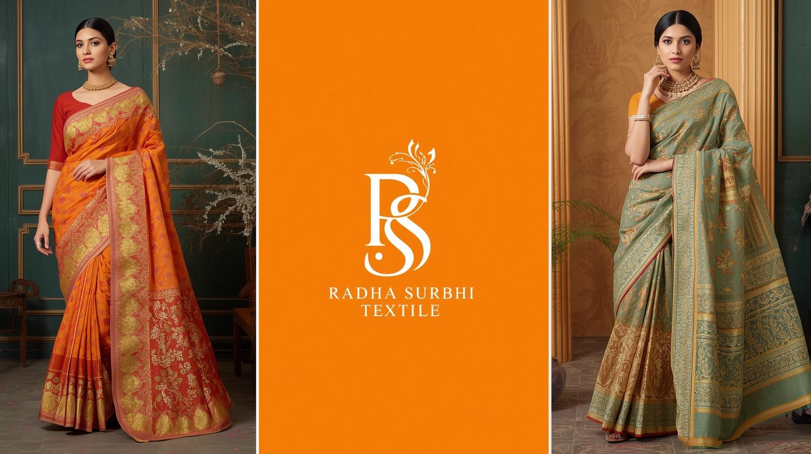 give me banner img for sarees ans shuit for girls and women and add some tag like radhasurbhi textile (3)