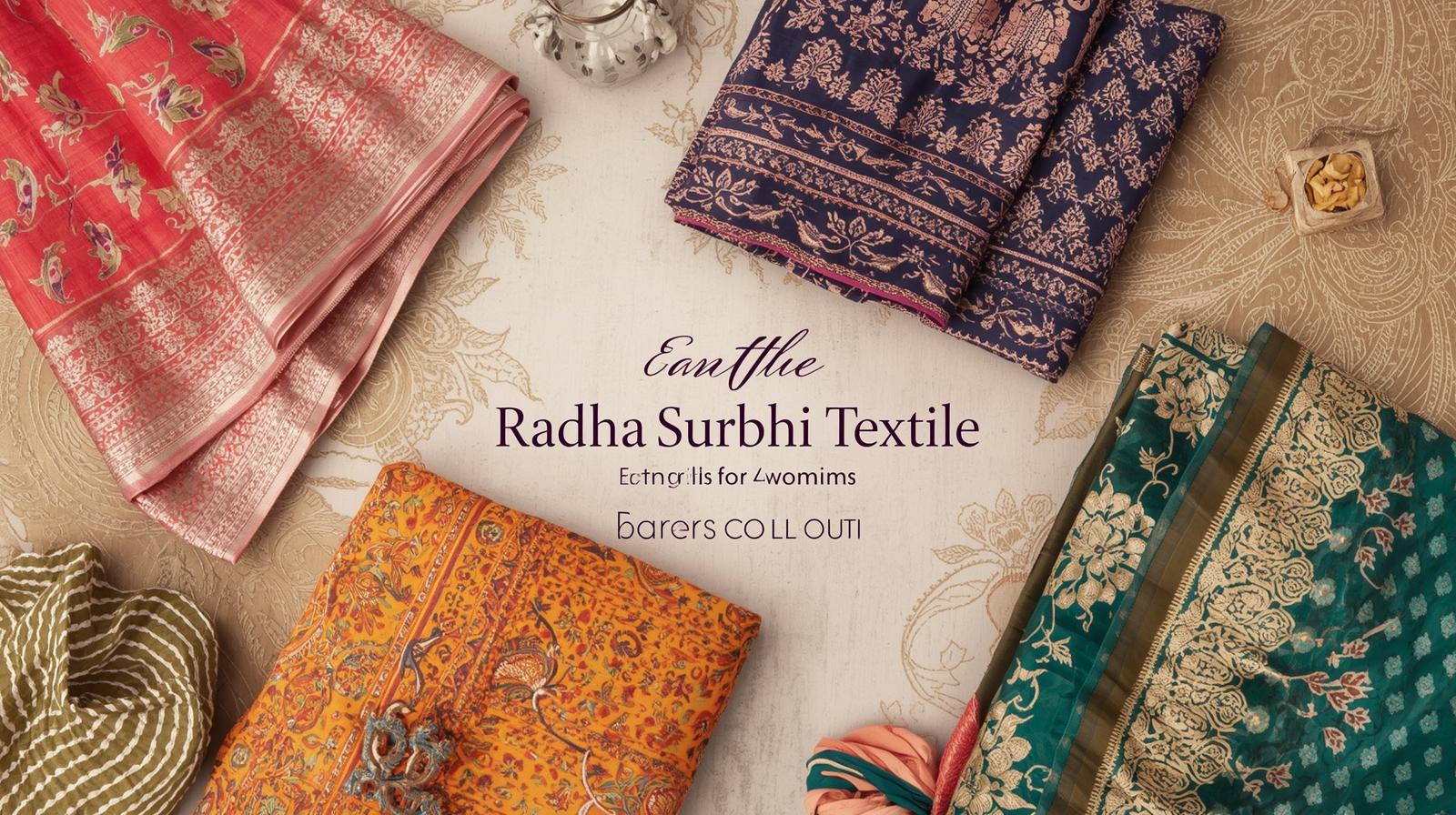 give me banner img for sarees ans shuit for girls and women and add some tag like radhasurbhi textile (8)
